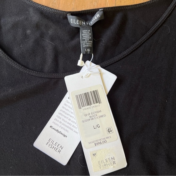 Eileen Fisher System Dress Viscose Jersey Tank Dress Large Black NWT Minimalist - Picture 3 of 8